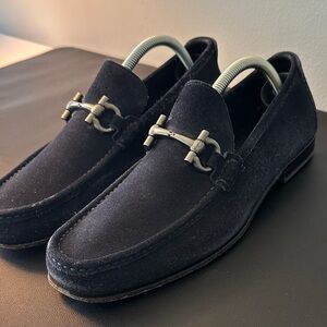 Salvatore Ferragamo Men's Navy Suede Loafers